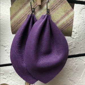 Purple custom leather earrings